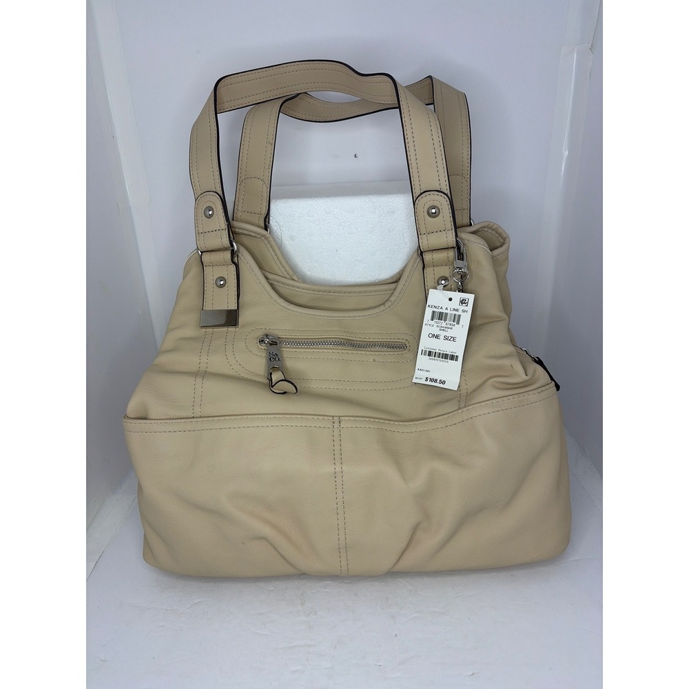 Style‎ & Co Kenza A Line Shoulder Bag Beige Faux Leather Hobo Tote NEW